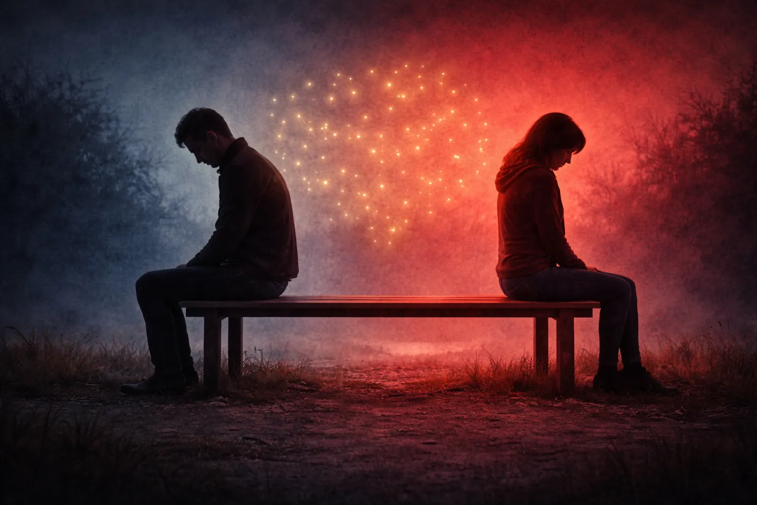 Pareja distanciada, representando la desconexión emocional